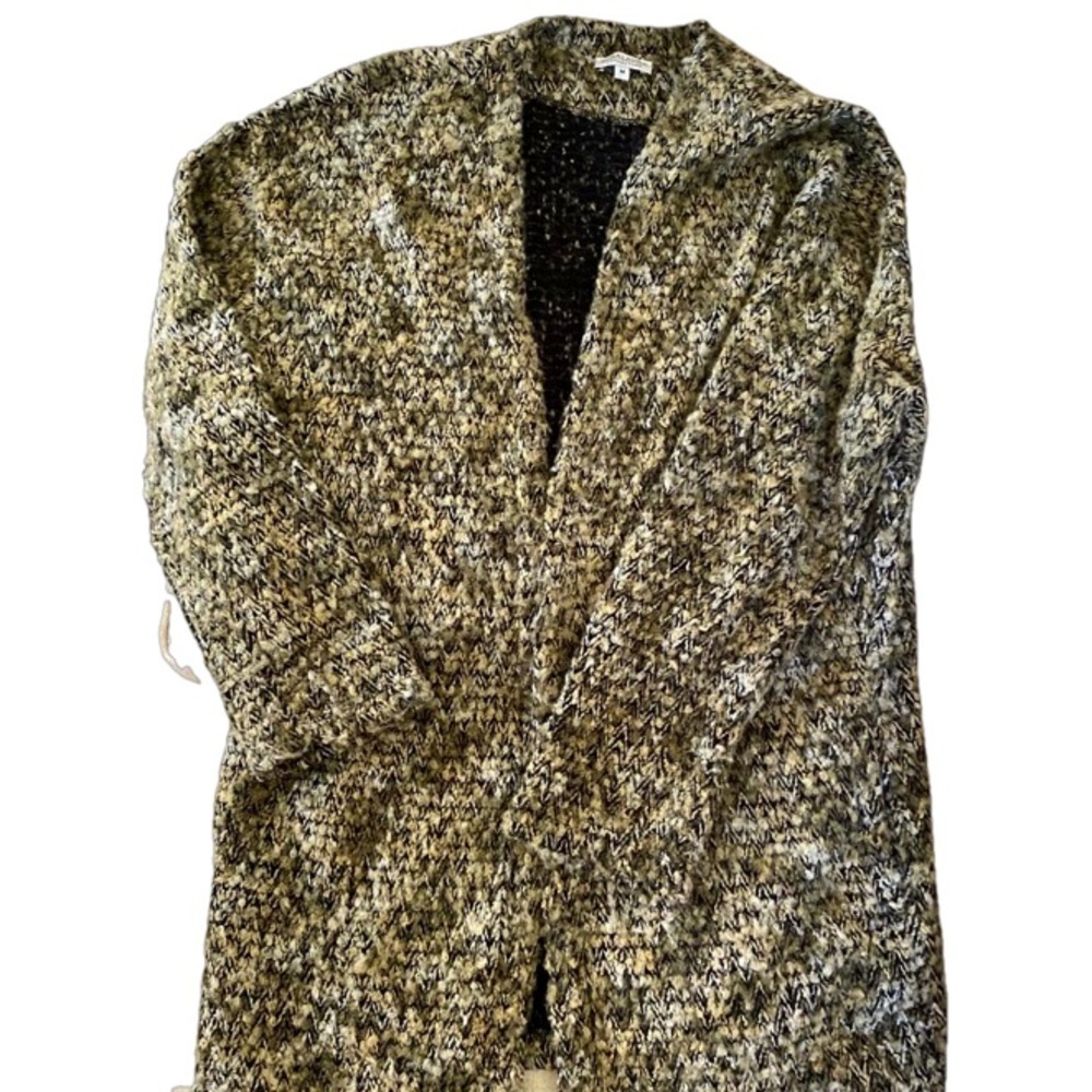 Gina Laura Collection Sweater Open Cardigan Dress Nubby Yarn Gn Gray Br Size M